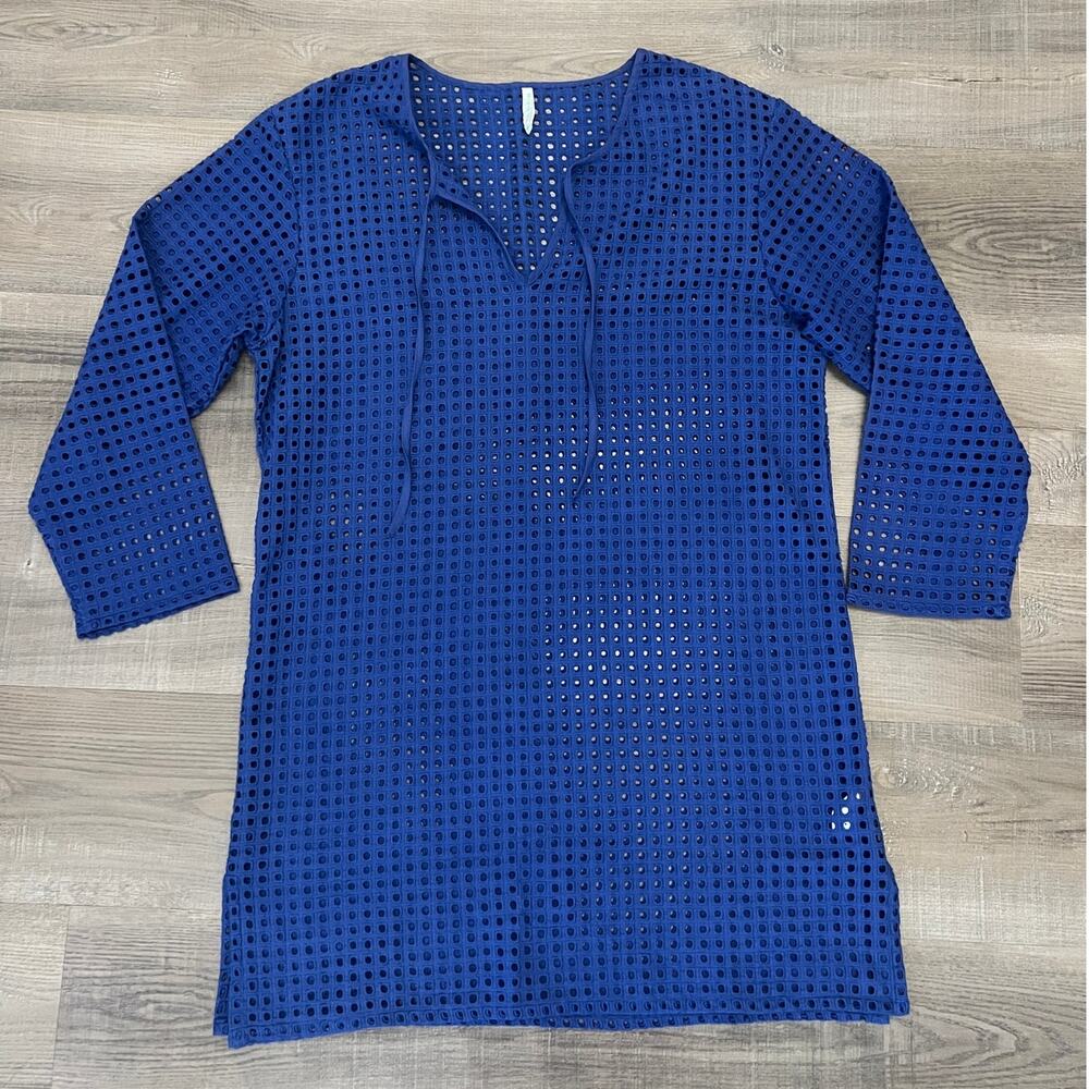 Sea Level Australia Swim Royal Blue Eyelet Cotton Cover Up